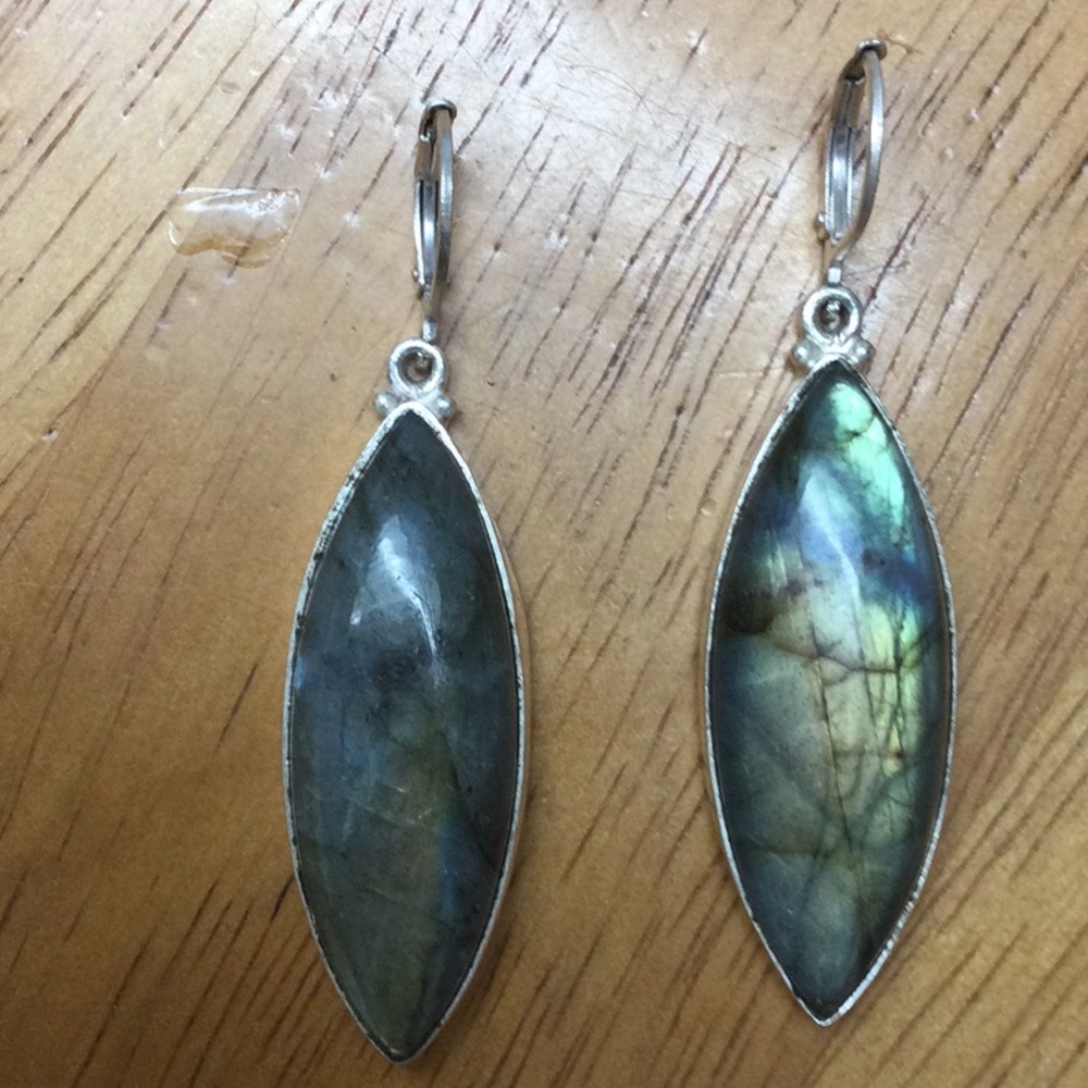 Blue and 925 Silver Teardrop Earrings with Polished Finish